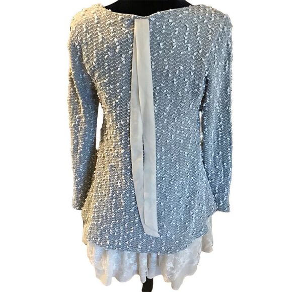 Altar’d State SZ Small Dress/top ruffles Gray off white Lace boho - Picture 8 of 8